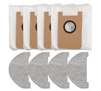 BlissfulAbode Lot de 8 kits de rechange pour aspirateur robot Ultenic pour T10 Lite - Comprend 4 chiffons et 4 sacs à poussière pour un nettoyage efficace