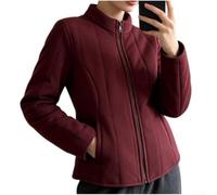 BlissfulAbode Manteau d'hiver isolé en polyester pour femme, coupe | Fermeture éclair sur le devant, col montant, doublure épaisse et chaude, élasticité modérée, coupe régulière
