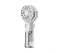 BlissfulAbode Mini Ventilateur de Bureau Rotatif Rechargeable à Main avec Brumisateur d'eau, USB à Piles, Personnel Silencieux pour Enfants (Blanc)