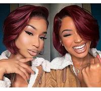 BLISSHAIR Lace Frontal Pixie Cut Court Wigs Brésiliennes Perruques De Cheveux Humains Avec Une Partie Gratuite Côté Frange Pour Les Femmes Noires Coupe Pixie Wig Cap (ot99j)