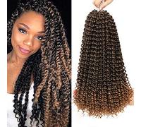 Blissource Passion Twist Hair Water Wave Hair Lot de 7 paquets d'extensions de cheveux tressés au crochet Blond ombré 45,7 cm T27