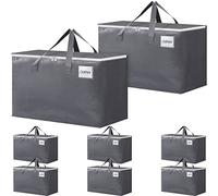 BlissTotes Lot de 8 grandes boîtes de déménagement avec fermetures éclair et poignées - Fournitures de déménagement avec couvercles, sacs de rangement très résistants pour économiser de l'espace