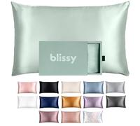 BLISSY Blissy Silk Taie d'oreiller 100% Pure Soie de mûrier - Fibres 6A 22 mommes de qualité supérieure - Taie d'oreiller en Satin pour Cheveux et Peau - Fermeture éclair dissimulée (Taille Standard,
