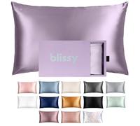 BLISSY Blissy Silk Taie d'oreiller 100% Pure Soie de mûrier - Fibres 6A 22 mommes - Taie d'oreiller en Satin pour Cheveux et Peau - Fermeture éclair dissimulée (Grand lit, Lavande)