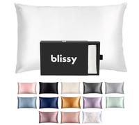 BLISSY Taie d'oreiller en Soie 100% Pure Soie de mûrier 22 mommes 6A - Taie d'oreiller en Satin de qualité supérieure pour Cheveux et Peau - Taille Standard - Fermeture éclair dissimulée - Évacuation