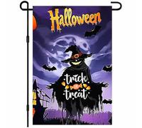 BlissYard Drapeau de jardin Halloween sorcière fantôme 30 x 45 cm Trick or Treat Autumn Outdoor Banner Double face Día de los Muertos Décoration d'automne pour jardin, porche, pelouse