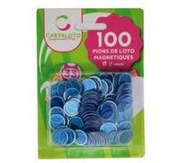 Blister 100 pions de loto magnetique bleu 17 mm - jetons aimantes - marquage carton grille loto bingo - accessoire jeu et carte