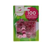 Blister 100 pions de Loto magnétiques Rose 17 mm - pions de marquage aimantes - jetons Bingo - Set Accessoire Jeu + Carte Tigre