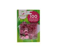 Blister 100 pions de loto magnetiques Rose 17 mm - Pions de marquage aimantes - Jetons bingo - Set Accessoire Jeu + carte