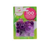 Blister 100 pions de Loto magnétiques Violet - Fluo et Transparent - jetons aimantes pour Carton - Set Accessoire Joueur + Carte Tigre