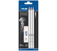 Blister 3 Crayons Blancs + 1 Gomme Milan 4824