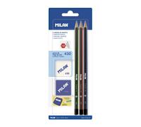 Blister 3 crayons graphite et gomme et taille crayon