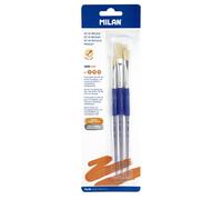 Blister de 3 pinceaux Plats (pochon Chungking) Manche en Plastique Ergo Série 526 n° 8, 10 et 12