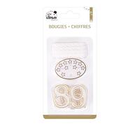 Blister de 10 Bougies Blanches d'Anniversaire avec Chiffres plastiques PtitClown