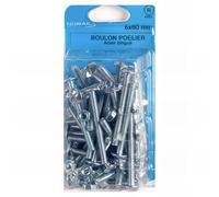 Blister de 25 boulons poêliers tête ronde large fendue en croix 6 x 80 mm - Zingué - BRL0608002CP25