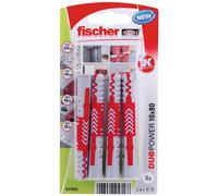 fischer - Cheville tous matériaux DuoPower 10x80 sans vis/Blister de 4