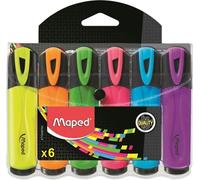 Blister de 6 marqueurs fluo peps couleurs classiques ligne 1-5mm. maped 742557