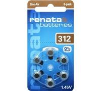 Renata Pile bouton zinc-air 312A 0% Hg 1,45V 165mAh - Blister x6