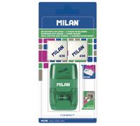 Blister Gomme Avec Taille-Crayons Compact + 2 Recharges Gommes