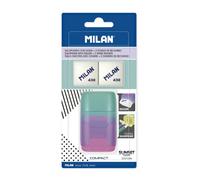Blister Gomme Avec Taille-Crayons Compact Sunset Jaune + 2 Recharges Gommes