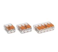 Blister panaché de 40 bornes de connexion automatique 2,3 et 5 entrées S221 | Connecteurs compacts pour fils souples et rigides, assortiment de 10x 2 entrées, 20x 3 entrées et 10x 5 entrées S221
