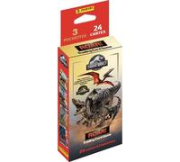 Blister PANINI Jurassic World TCG 3 pochettes 24 cartes Illustrations dorées rouges noires argentées