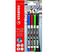Blister X 4 Marqueurs Stabilo Write-4-All 0.7 Mm - Noir + Bleu + Rouge + Vert