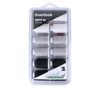 Madeira Garnfabrik – Boîte de mini-bobines Aerolock A/LOCK 125 – 12×1 200 m Noir Gris Blanc