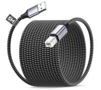 BLITEZZ Cable Imprimante,Cable Imprimante USB B Extra Long de 5m,Câble USB A vers B pour HP Scaner,Cordon USB Type B Tressé en Nylon pour Printer HP,Canon,Dell,Pixma,Epson,Lexmark,Xerox,Brother,Fax