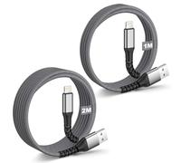 BLITEZZ Cable iPhone, Cable lightning usb (Lot de 2/1M+2M) Certifié MFi cable Chargeur iPhone Charge Rapide Nylon Tressé Fil Lightning pour iphone 14/13/12/11 Pro/XR/XS/X/8/8 Plus/7/ Plus/6/5/SE/iPad