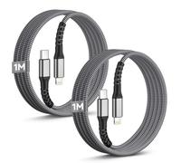 BLITEZZ Cable pour iPhone USB C vers Lightning Cable Lot de 2 (1M+1M), [Certifié MFi] Apple Câble Charge Rapide Câble Lightning USB C Cordon Fil pour iPhone 14/13/12 Pro/Max/Plus/X/SE/11/8/7/6/AirPods