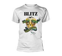 Blitz T Shirt Voice of A Generation Band Logo Nouveau Officiel Homme Blanc Size M