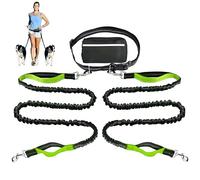 BLIVORRA Laisse mains libres pour chien pour 2 chiens - Double laisse rétractable avec ceinture réglable - Équipement de marche et de course sans enchevêtrement pour chiens - Réfléchissant, durable et