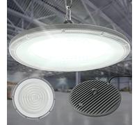 Blivrig 150W 18000LM Lampe Suspension Industrielle UFO - Spot Intérieur 6500K Blanc Froid, Plafond Haute Baie LED, IP65 Imperméable, pour Aéroport, Marina, Usine, Entrepôt