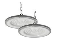 Blivrig 150W 18000LM Lampe Suspension LED Industrielle Atelier UFO, Spot LED interieur 6500K Blanc Froid, Plafond LED Haute Baie, IP65 Imperméable, pour Aéroport, Marina, Usine, Entrepôt