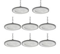 Blivrig 150W 18000LM Lampe Suspension LED Industrielle Atelier UFO, Spot LED interieur 6500K Blanc Froid, Plafond LED Haute Baie, IP65 Imperméable, pour Aéroport, Marina, Usine, Entrepôt