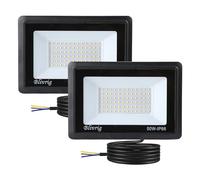 Blivrig 2PCS 50W Projecteur LED Extérieur, Blanc Froid 6000K, 5000LM Projecteur Exterieur, IP66 Imperméable Phare Mur, pour Terrasse, Patio, Chemins, Garage, Jardi