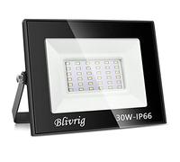 Blivrig 30W Projecteur LED Exterieur Blanc Froid Eclairage 6000K, 1000LM Spot LED Extérieur IP66 Imperméable Mur Plafond Sol, pour Terrasse, Patio, Chemins, Stades, Usines, Garage, Jardi
