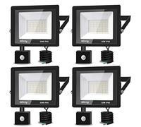 Blivrig 4 Pcs 50W LED Lampe Exterieur Detecteur de Mouvement, Projecteur Spot LED Extérieur Détecteur Blanc Froid IP67 Étanche, Eclairage Extérieur Avec Detecteur Jardin Garages, Façades, Parc