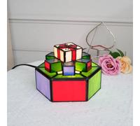 Blivuself Garçons Enfants Filles Adolescents Amitié Mignon Cadeaux Lampe Petit Tiffany Style Vitrail Personnalisé Chambre Décor Chambre Décoration Veilleuse Table de Chevet Lampe de Table