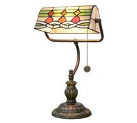 Blivuself Vert Tiffany style banquier lampe de Table Rouge vitrail lampe Vintage chambre à coucher chevet étude lecture lampe de Table bureau Vintage LED réglable Antique Style lampe de table