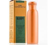 BLIXIFY Bouteille d'eau en cuivre (1000ml/34oz) Bouteille en cuivre ayurvédique 100 % pure fabriquée à la main pour la boisson | Robuste, étanche et testée en laboratoire | Parfaite pour un usage