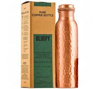 BLIXIFY Bouteille d'eau en cuivre pur, 1000 ml, martelée, ayurvédique, étanche, récipient à boire