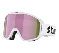 Bliz Kinder Rave JR Skibrille, matt white w black logo-brown, OneSize
