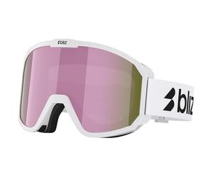Bliz Kinder Rave JR Skibrille, matt white w black logo-brown, OneSize