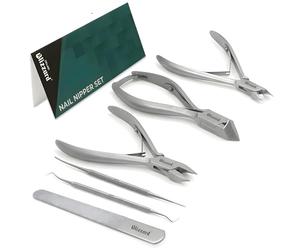 Blizzard - Kit d'Outils Podologie 5pcs, Pince Ponte de Lune, Pointe de Flèche et Coupe Cuticule, Lime Grattoir et Burin pour Ongles Incarnées - Fabrication Allemand pour Utilisation Professionnel