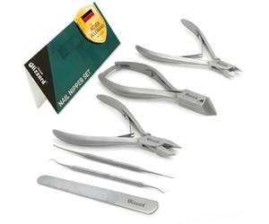 Blizzard Kit Pédicure Professionnel et Coupe Ongle Pied - Set de Podologie 5 Pièces pour Ongles Incarnés et Épais - Pince Coupante, Lime et Releveur - Acier Inox - Soin des Pieds Seniors et Hommes