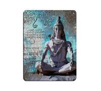 BLJKHTGG Plaque en métal méditative Seigneur Shiva vintage pour pub, club, café, bar, maison, décoration murale rétro, 30 x 40 cm