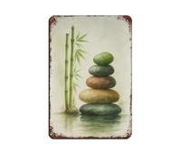 BLJKHTGG Plaque en métal vintage avec pierre zen et nature pour pub, club, café, bar, maison, décoration murale rétro 20 x 30 cm