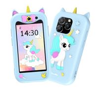 BLKE Max Smartphone Mini Licorne pour Enfants, Écran Tactile HD 3 Pouces Caméra Double Reconnaissance Faciale, MP3/GPS Allumage/Arrêt Programmé Téléphone Portable Petit Débloqué Bleu